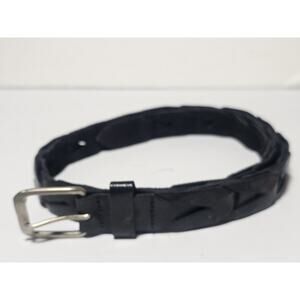 Black Leather Belt Sz 36 Full Grain Cowhide Chain Link Design